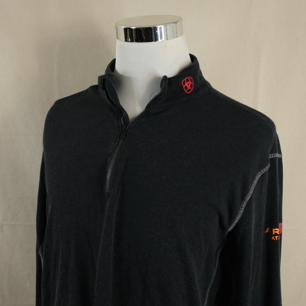 Ariat Work FR XL 1/4 Zip Pullover Black Flame Resistant Rayon Blend Mens